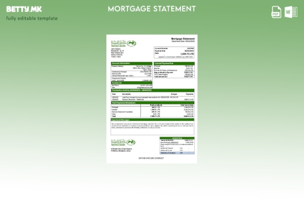 Модерен стил на Libya Wahda Bank извод за хипотека Шаблон за Word и PDF